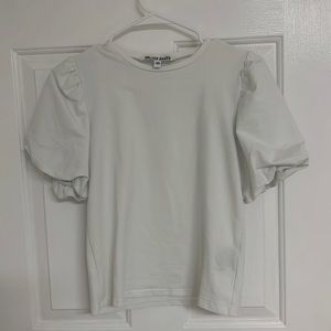 White top with puffy sleeves